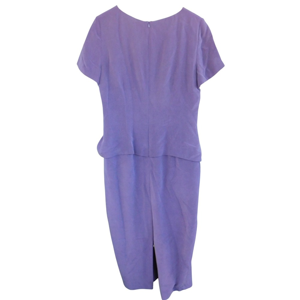 Vintage 90s‎ Y2K YL 100% Silk Maxi Sheath Dress Sz 12 Purple Short Sleeve Lined - Picture 5 of 6